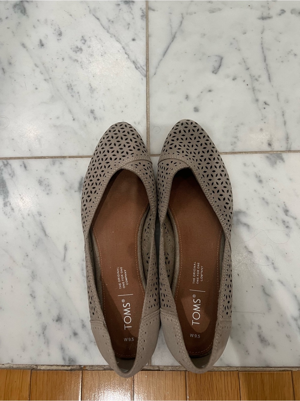 TOMS Taupe Perforated Ballet Flats